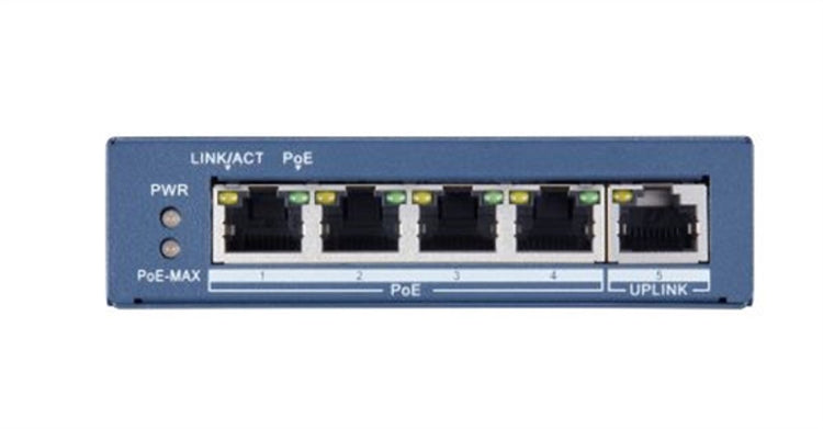 Hikvision ds-3e0505p-e pro series commutateur poe+ non géré à 4 ports avec 1x rj45