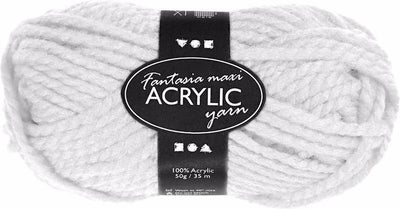 Fil acrylique fantaisie Creativ company, l: 35 m, maxi, blanc, 50 g 1 pelote