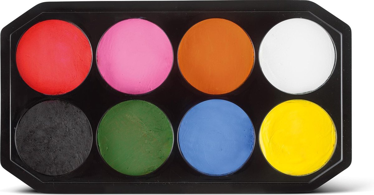 Snazaroo 1172015 set de maquillage 8 couleurs 18 ml – kit de maquillage professionnel – à base d'eau, lavable sans danger pour la peau