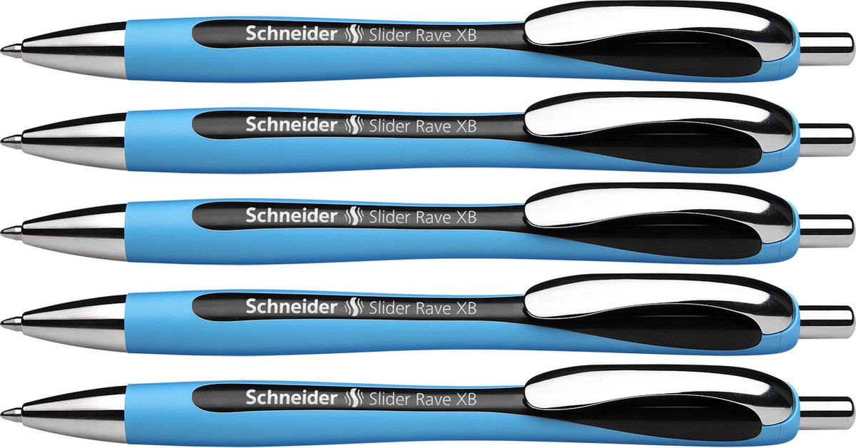 Schneider instruments d'écriture stylo à bille schneider - slider rave - plume xb - largeur de trait 1,4 mm - noir - 5 pièces - s-132501-5