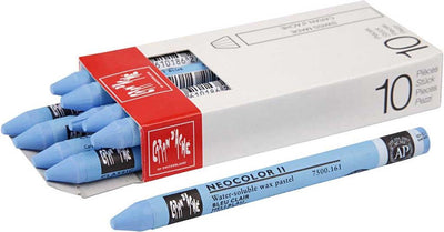 Caran dache caran d'ache neocolor ii, l : 10 cm, épaisseur 8,5 mm, bleu clair (161), 10 pièces 1 boîte