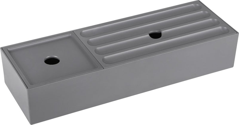 Differnz Organisateur de tiroirs avec couvercle - Rangement à tiroirs coulissants - Plateaux de rangement - Plateaux de tri en plastique - 32 x 11 x 6 cm - Gris