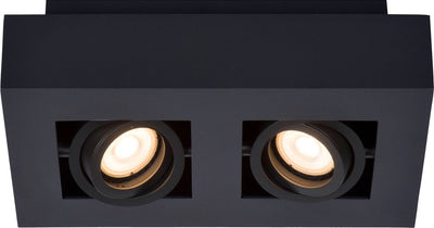 Lucide xirax - spot de plafond (plafonnier) - led dim to warm - gu10 - 2x5w 2200k 3000k - noir