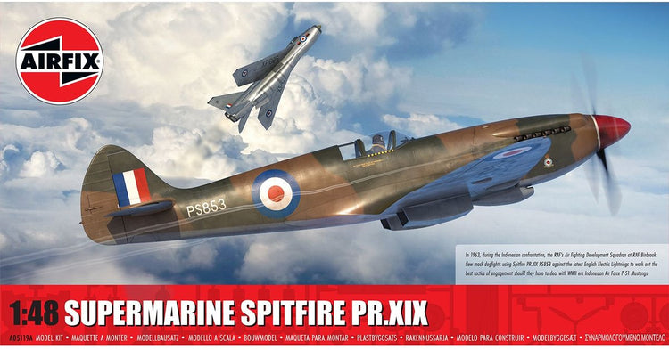 Airfix modèle kit avion - 05119a supermarine spitfire pr.xix seconde guerre mondiale - plastique d'avion de reconnaissance britannique - 1:48 - modélisme