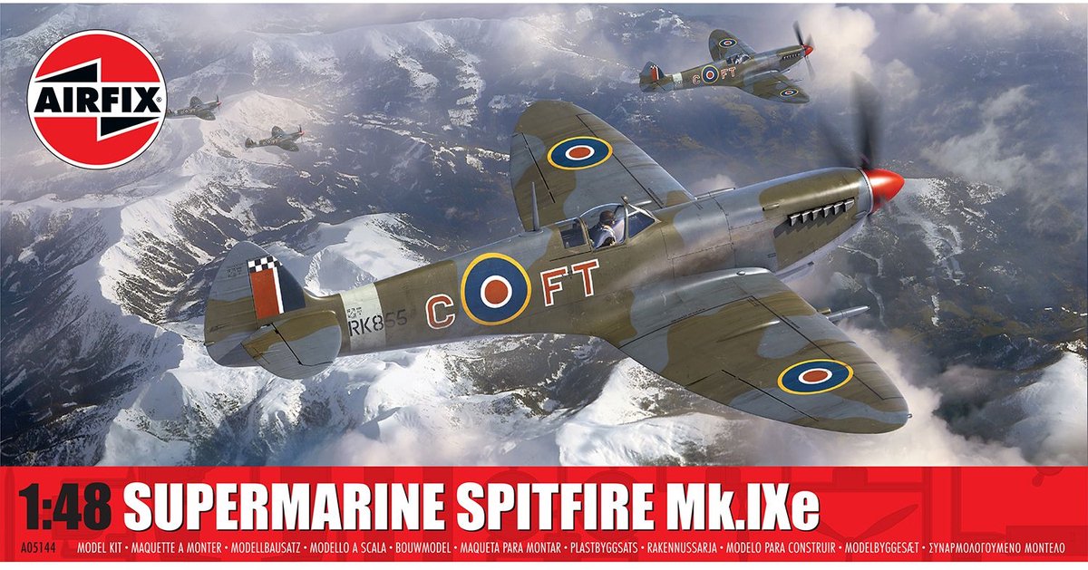 Airfix modèle kit avion - 05144 supermarine spitfire mk.ixe seconde guerre mondiale - avion à hélice britannique en plastique - 1:48 - modélisme