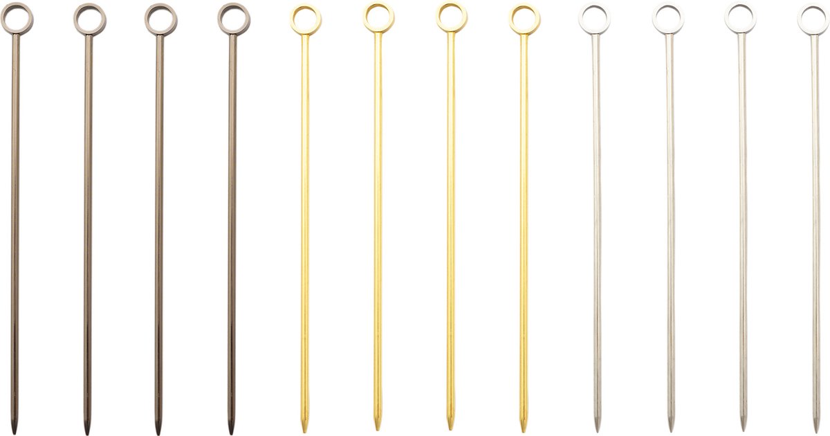 Point-virgule set de 12 brochettes avec anneau en inox 3 couleurs 10,8x0,8x.0,8cm