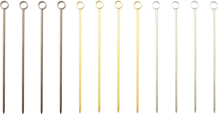 Point-virgule set de 12 brochettes avec anneau en inox 3 couleurs 10,8x0,8x.0,8cm