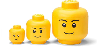 Lego - boîte de rangement head boy lot de 3 pièces emballage web uniquement - plastique - jaune