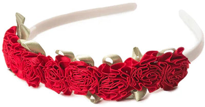 Petites aventures - bandeau fleur rouge - diadème enfant tout doux avec roses rouges