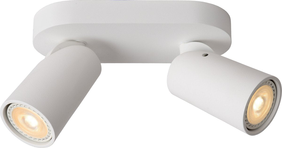 Lucide xyrus - spot de plafond (plafonnier) - led dim to warm - gu10 - 2x5w 2200k 3000k - blanc