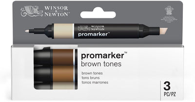 Winsor Newton 0290184 Pro Marker Set 3 pièces – Tons marron – Marqueurs à alcool à double pointe