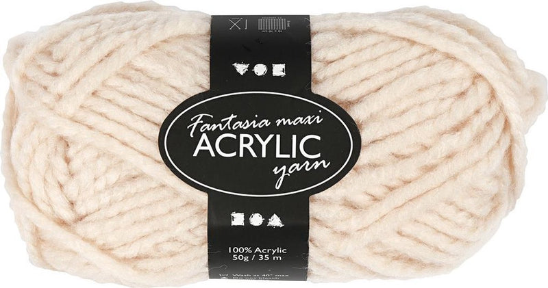 Fil acrylique fantaisie Creativ company, l: 35 m, maxi, beige, 50 g 1 pelote