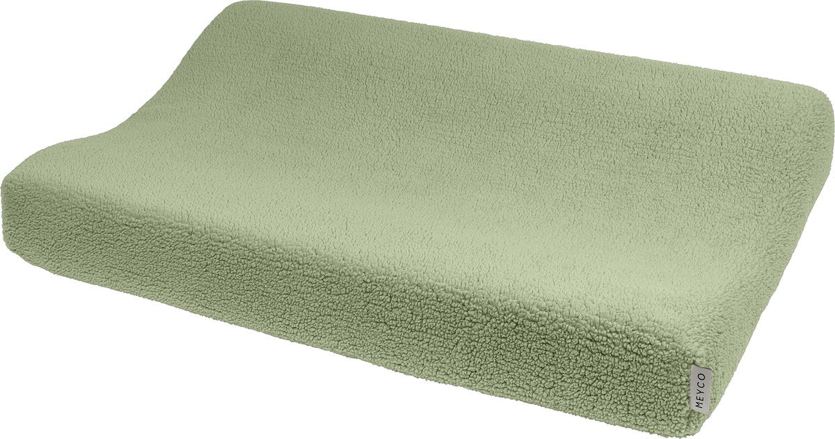 Housse de matelas à langer bébé Meyco teddy - vert olive - 50x70cm