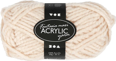 Fil acrylique fantaisie Creativ company, l: 35 m, maxi, beige, 50 g 1 pelote
