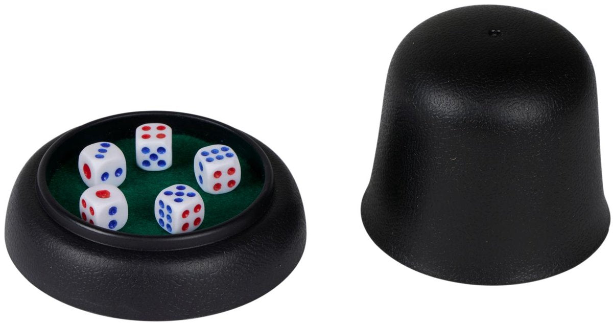 Eddy Toys Jeu de dés 7 pièces - Jeu de dés pour enfants et adultes - Jeu de dés avec gobelet à dés et plateau - Taille compacte pour les voyages et les soirées de jeux