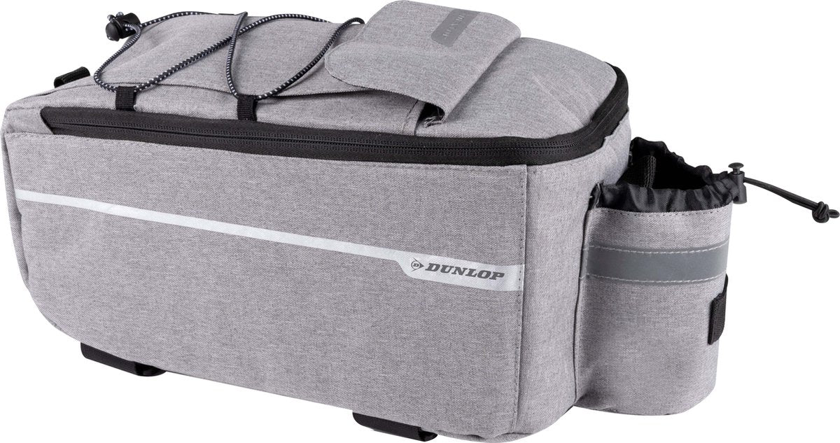 Sac isotherme Dunlop pour porte-bagages de vélo - 7 litres - sac de vélo - Fermeture Velcro - incl. compartiments de rangement supplémentaires et porte-bouteille - couche intérieure isolante - avec bandoulière - gris