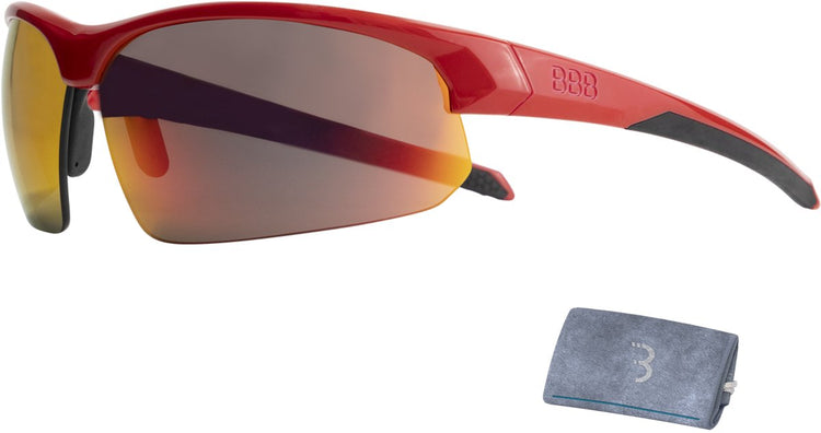 Bbb Cycling Lunettes de Cyclisme pour Hommes et Femmes - Lunettes de Cyclisme avec 3 lentilles interchangeables - Lunettes de vélo de Course légères - Rouge Brillant - Impressionner bsg-58