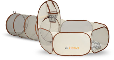 Tente de jeu pop-up de luxe Deryan - comprenant 45 balles - marron crème