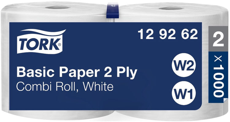 Tork 129262 essuyeur universel 320 2 plis blanc 510 m x 24 cm lot de 2 rouleaux 1000 feuilles (129262)