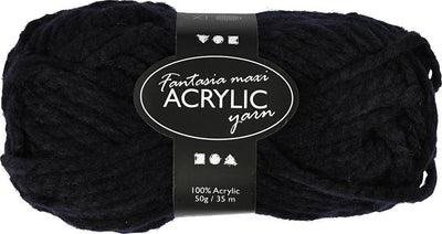 Fil acrylique fantaisie Creativ company, l: 35 m, maxi, noir, 50 g 1 pelote