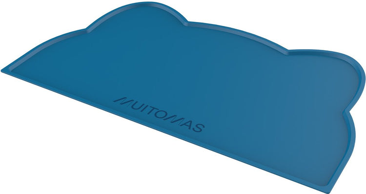 Tapis pour gamelle et abreuvoir Muitomas - hygiénique - antidérapant - protège le sol - bleu