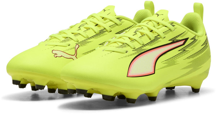 Puma ultra 6 play fg ag jr chaussures de sport unisexes - alerte jaune- noir-rouge brillant-lime squeeze