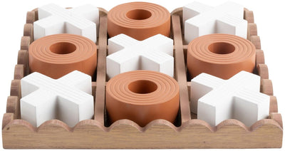 Ornement du temps présent tic tac toe - orange - 18,5x18,5x5cm - moderne - mdf
