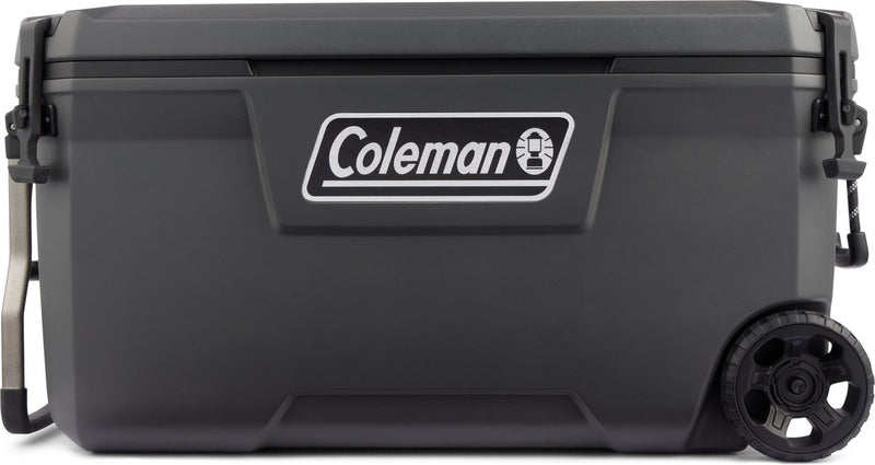 Glacière Coleman Convoy 100 Qt avec roulettes - 94 litres - légère et entièrement isolée - garde la glace froide pendant 5 jours - gris foncé