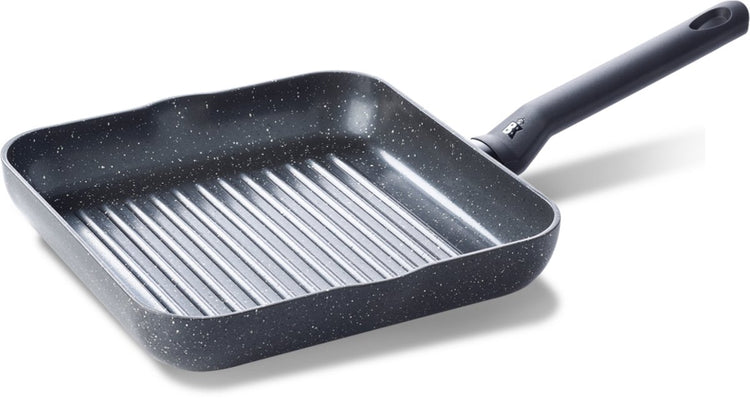 Poêle grill Bk Universe 26x26 cm - revêtement antiadhésif sans PFA - poêle grill induction - poêle céramique - passe au four jusqu'à 160°c - poignée froide - granit noir