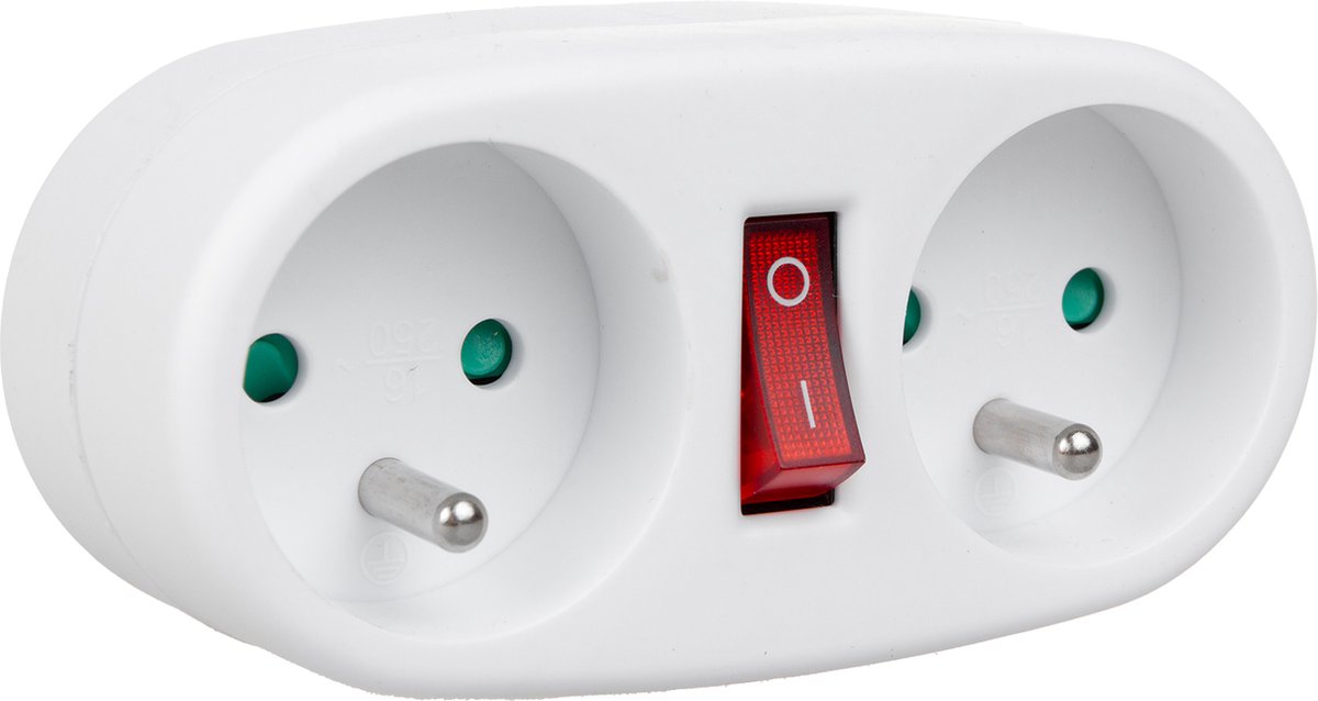 Maclean - répartiteur de prises - prise avec 2 prises et interrupteur marche/arrêt, type e, 2x16a, mce337 e