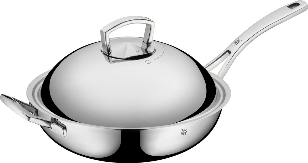 Wmf multiplier - poêle wok - ø 32 cm - acier inoxydable - avec couvercle - convient à l'induction