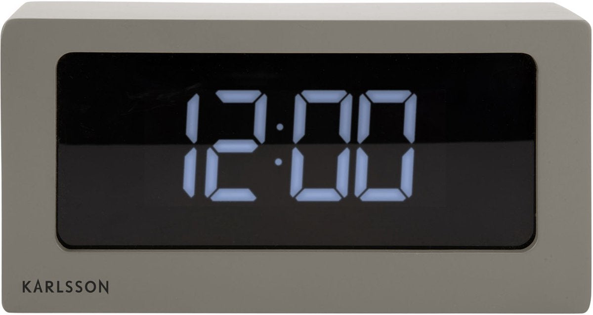 Horloge de table Karlsson dans une boîte - LED - gris chaud - 25x7x12,5cm - scandinave, moderne