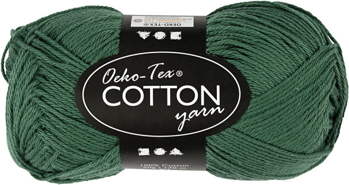 Fil de coton, vert foncé, 50gr, 170m