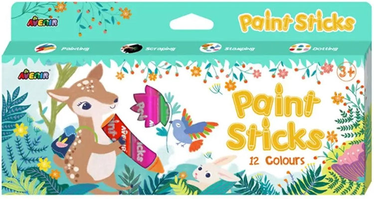 Bâtons de peinture Avenir : 12 couleurs, en boîte 27,4x2,4cm, 3+