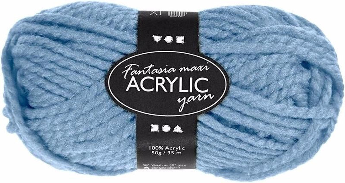 Fil acrylique fantaisie Creativ company, l: 35 m, maxi, bleu clair, 50 g 1 pelote