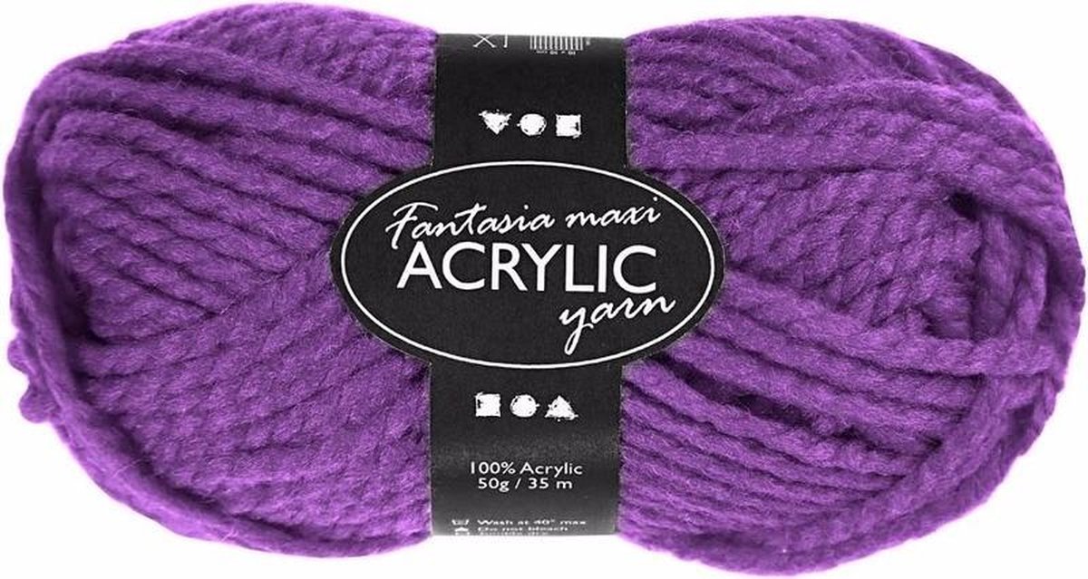 Fil acrylique fantaisie Creativ company, l: 35 m, maxi, violet, 50 g 1 pelote