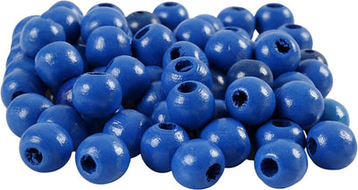 Perles en bois Creativ Company, d 12 mm, diamètre du trou 3 mm, env. 40 pièces, bleu, 22 g 1 boîte