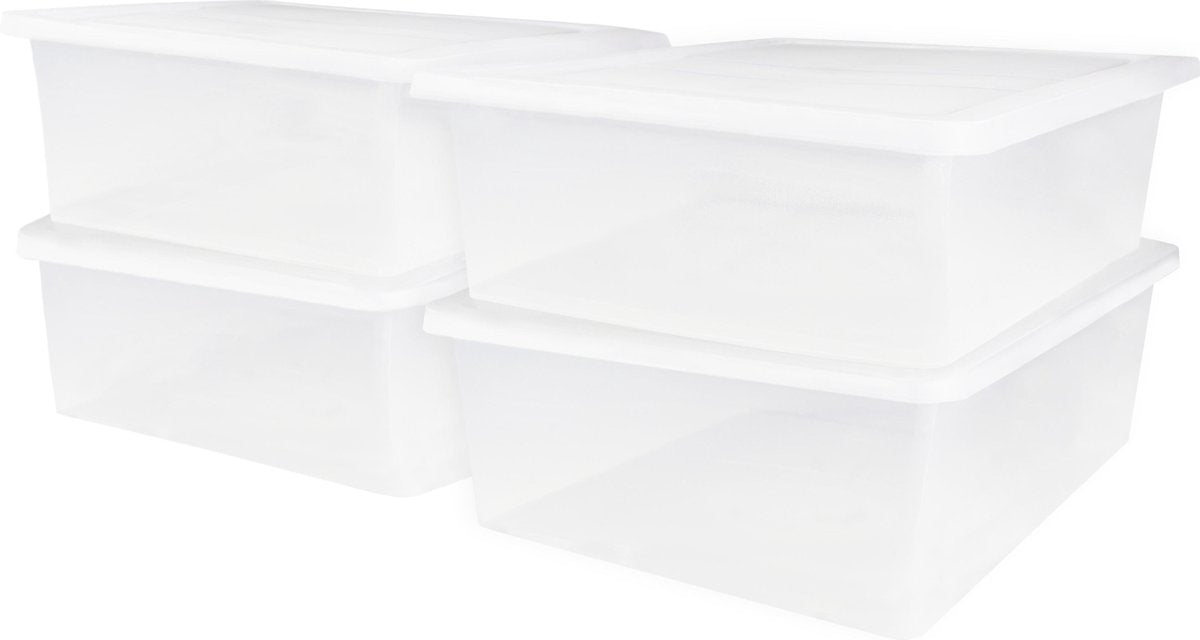 Boîte de rangement Iris cristalbox - 28l - plastique - transparent - lot de 4