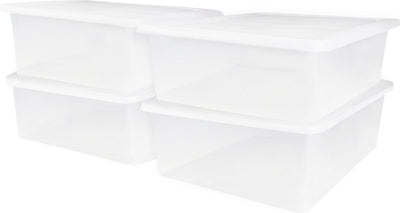 Boîte de rangement Iris cristalbox - 28l - plastique - transparent - lot de 4