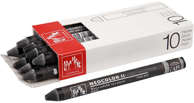 Caran dache caran d'ache neocolor ii, l : 10 cm, épaisseur 8,5 mm, noir (009), 10 pièces 1 boîte