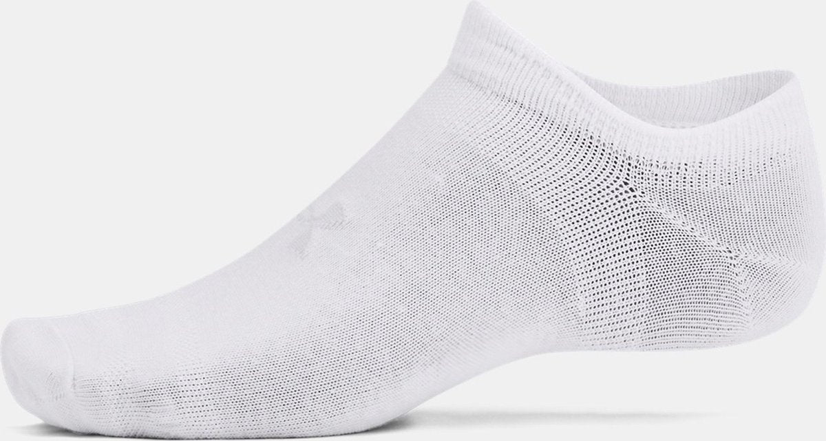 Under armour ua essential no show 6pk chaussettes de sport unisexes - blanc - gris