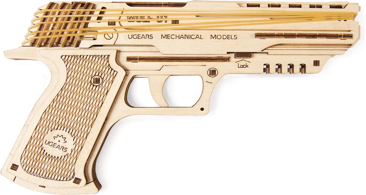 Modèle 3D en bois Ugears - pistolet wolf-01