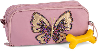 Stones and bones rowan 2.0 - trousse - trousse enfant - 3 compartiments - papillon pailleté - lilas