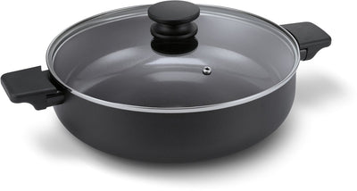 Brabantia vanta poêle avec couvercle - ø 28cm - sauteuse - revêtement antiadhésif en céramique renforcé de titane - convient pour induction - 100% sans pfas - noir