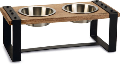 Conçu par Lotte Karinto bol de nourriture pour chien - service de table - bol de nourriture pour chien bol à boire - bois métal - 2x650ml - taille m