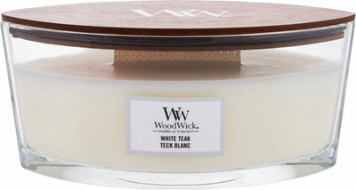 Bougie parfumée Woodwick Heartwick Flame Ellipse - Teck blanc - 50 heures de combustion