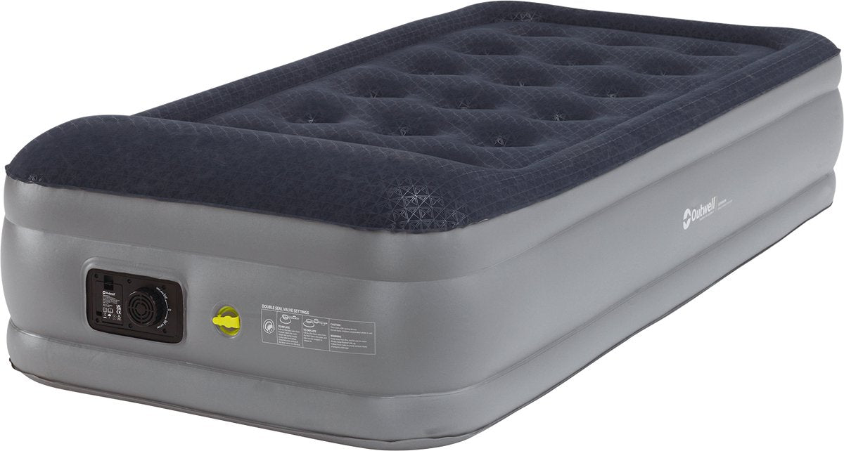 Outwell flock supérieur simple avec pompe intégrée matelas pneumatique pompe intégrée 45 cm de haut 145 x 90 x 45 cm bleu