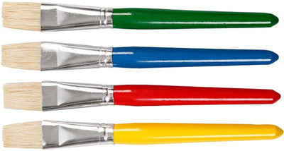 Brosse de société Creativ pour les enfants, L: 19 cm, B: 20 ​​mm, plat, 4 pièces 1 boîte