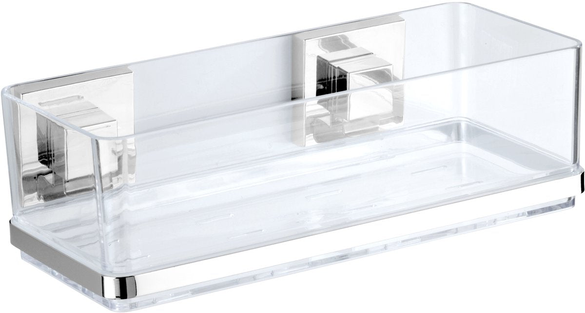 Wenko support de douche quadro vacuum-loc acier inoxydable 23x14cm - panier de douche - montage sans perçage