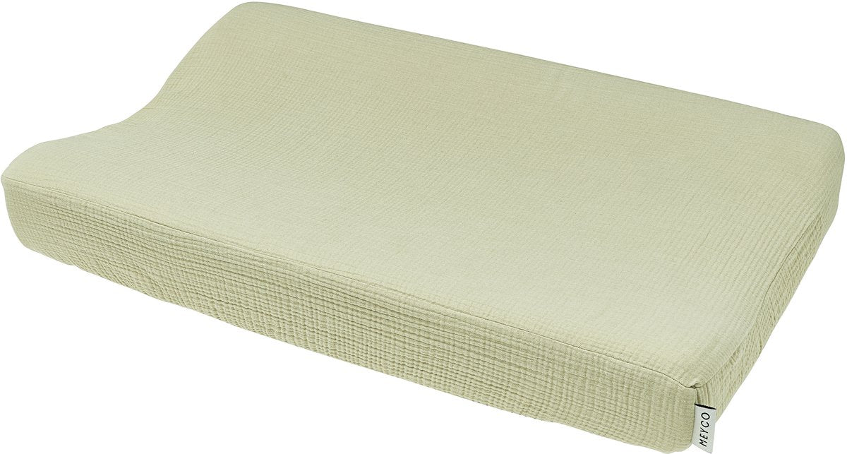 Housse de matelas à langer Meyco baby uni - hydrophile prélavée - olive douce - 50x70cm